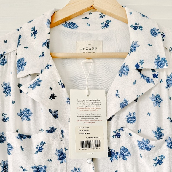 NWT Sezane Aurora Dress "Blue Rose" size 2/ 34/ UK 6 Sold Out - Picture 6 of 11